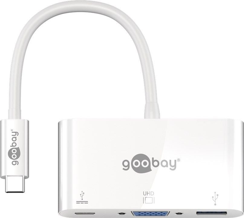 USB-C naar VGA, USB-A en USB-C PD adapter met DP Alt Mode (1920 x 1200) / wit - 0,15 meter