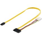 SATA naar SATA data- en Molex voedingskabel - SATA600 - 6 Gbit/s / geel - 0,50 meter