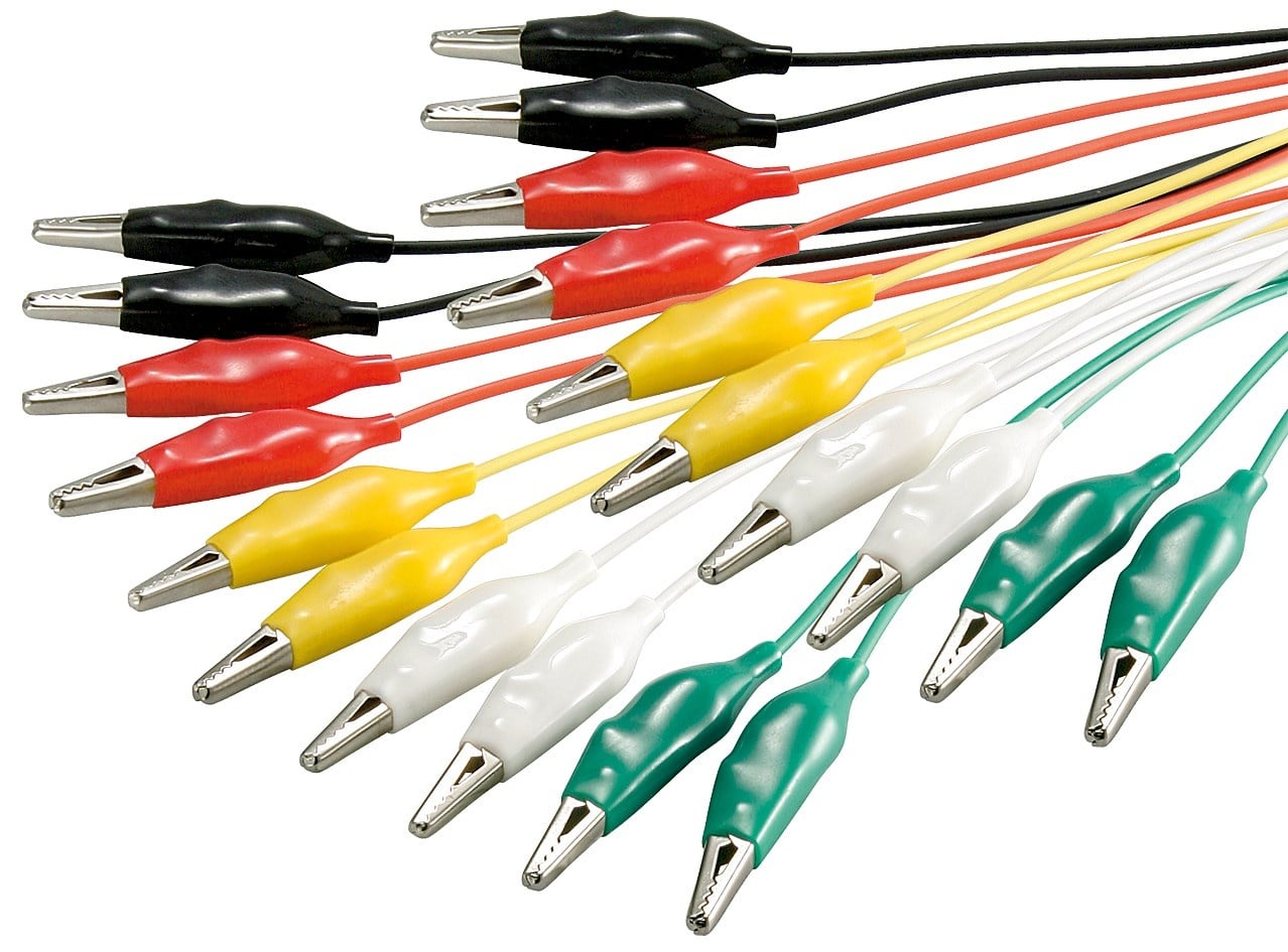 Test kabel set met krokodillenklemmen - 10 kabels / middel - 0,50 meter