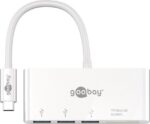 Goobay USB-C hub met 3 poorten en kaartlezer - busgevoed - USB3.0 / wit - 0,15 meter