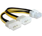 PCIe 8-pins (m) - 2x Molex 4-pins (m) voedingsadapter - 0,15 meter