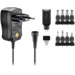 Universele voedingsadapter 3-12V / 600mA / 7,2W met 9 verwisselbare pluggen / zwart - 1,8 meter