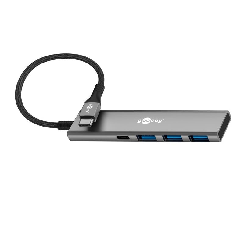 Goobay USB hub (USB-C) | 3x USB-A + 1x USB-C | USB3.0 5 Gbps | aluminium | 0,10 meter
