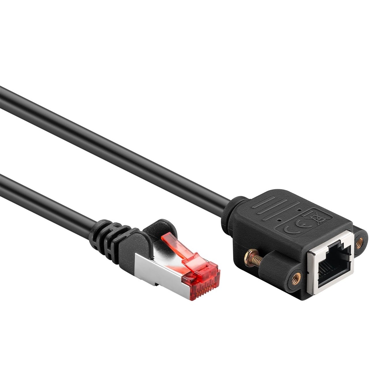 Goobay SFTP CAT6 netwerk verlengkabel | inbouwconnector | | zwart (meerdere lengtes)