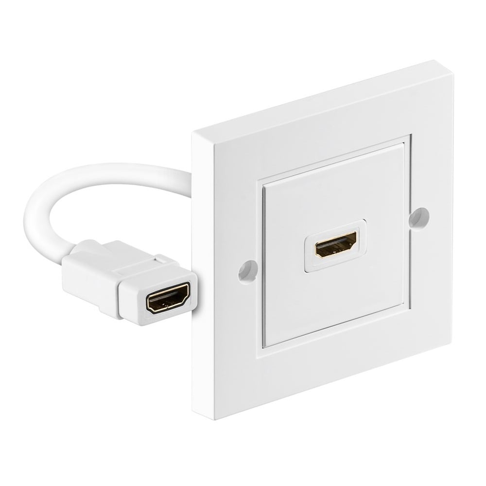 HDMI inbouw wandcontactdoos met 1 aansluiting - versie 2.0 (4K 60Hz + HDR) - 0,10 meter
