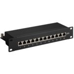 10 inch patch panel | 12x RJ45 | CAT6 | STP | 1U | zwart