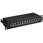 10 inch patch panel | 12x RJ45 | CAT6a | STP | 1U | zwart