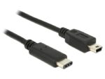 USB Mini B naar USB-C kabel - USB2.0 - tot 3A / zwart - 0,50 meter