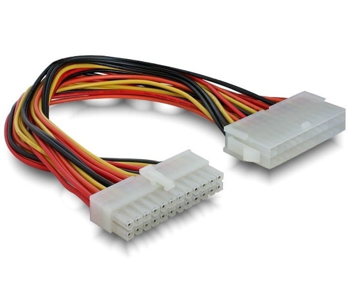 ATX 24-pins (m) - ATX 24-pins (v) voeding verlengkabel - 0,30 meter