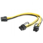 EPS12V 8-pins (v) - 2x PCIe 8-pins (6+2) (m) voedingskabel - 0,20 meter
