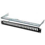 19 inch patch panel met kabelgeleiding | voor 24 Keystone modules | 1U | zwart
