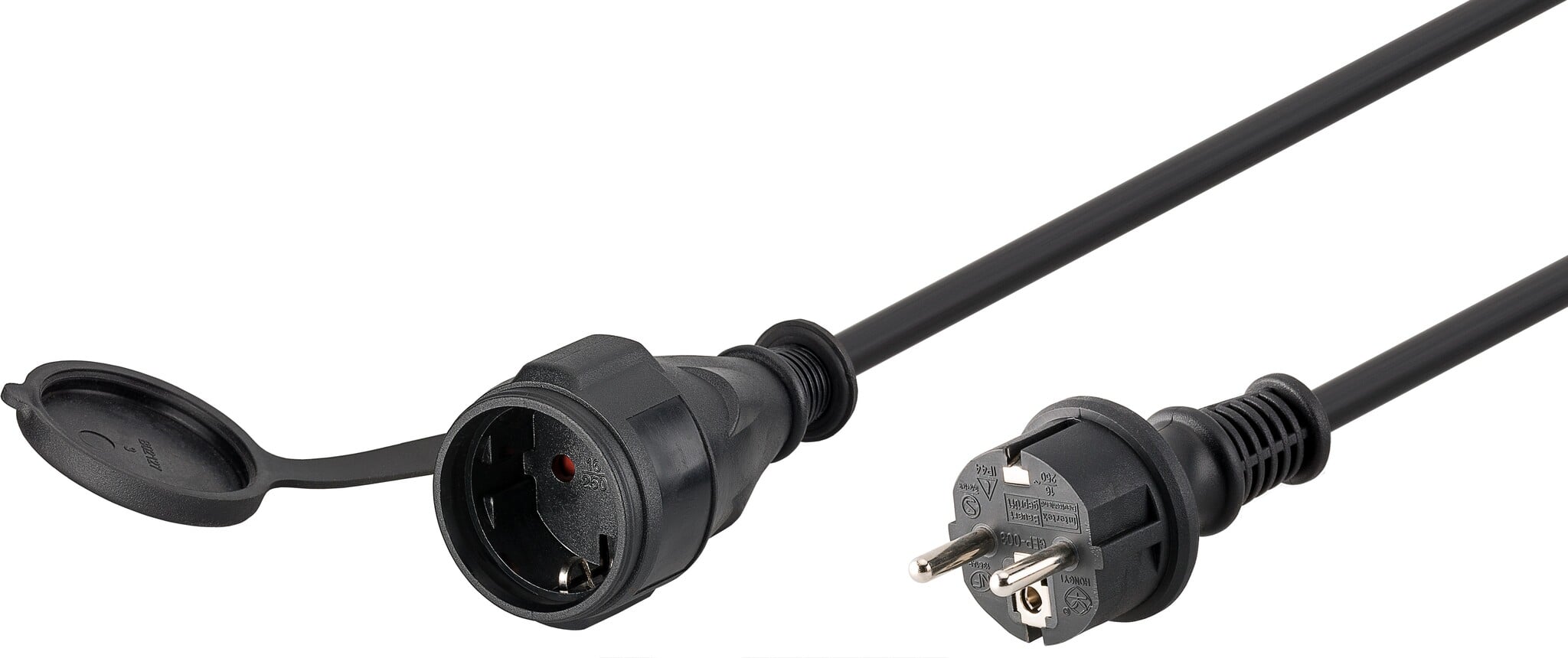 Geaarde voeding verlengkabel outdoor - 3x 1,5mm / zwart - 25 meter