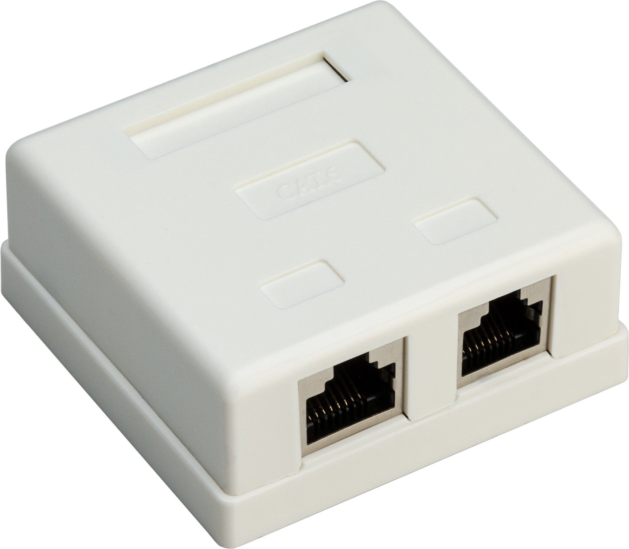 CAT6 Gigabit netwerk uitvoerdoos/montagedoos met 2 RJ45 poorten - afgeschermd / wit