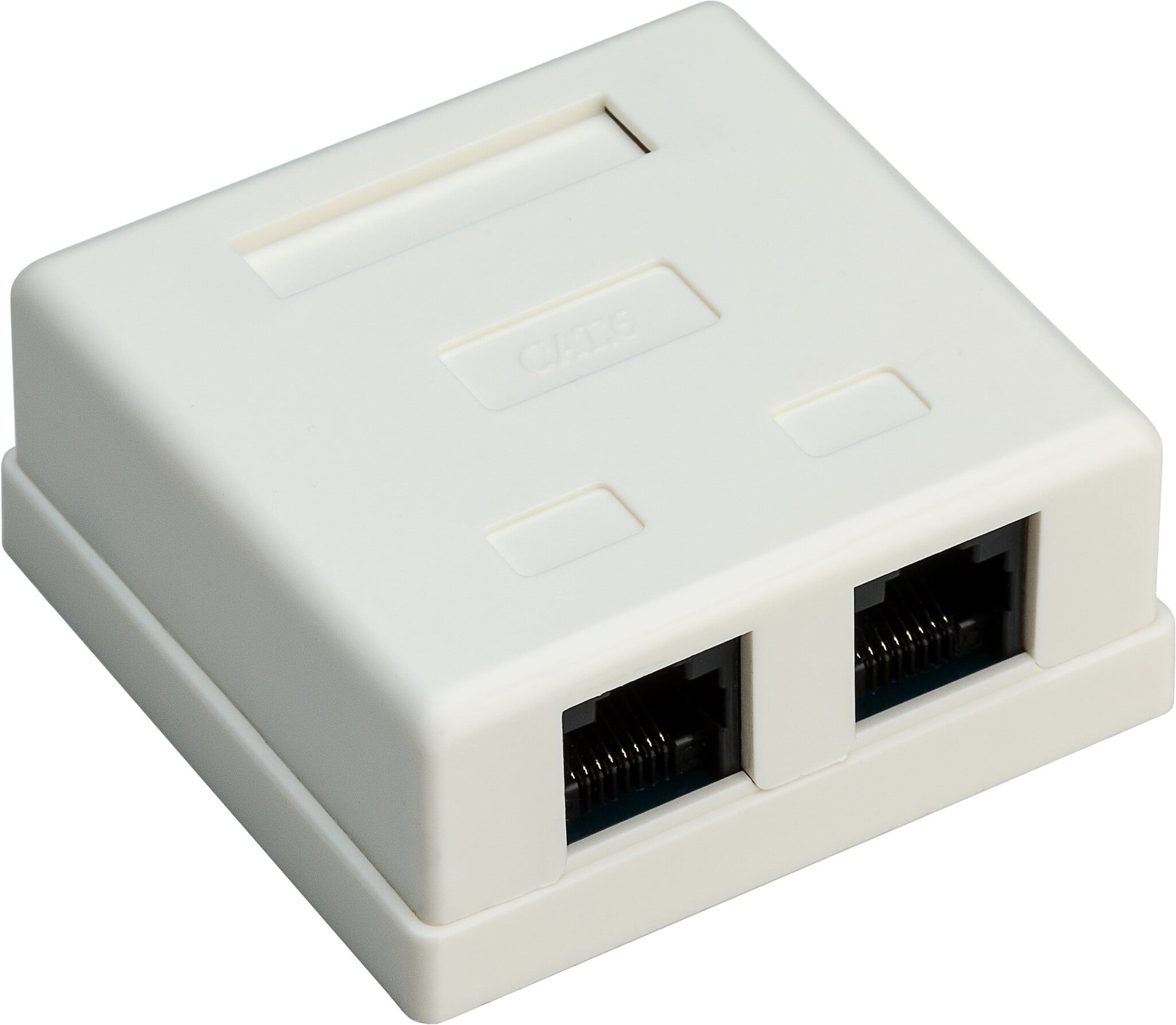 CAT6 Gigabit netwerk uitvoerdoos/montagedoos met 2 RJ45 poorten / wit