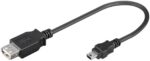 USB Mini B (m) - USB-A (v) adapter - USB2.0 - tot 1A / zwart - 0,20 meter