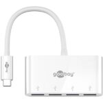 Goobay USB-C hub met 4 poorten - busgevoed - USB3.0 / wit - 0,15 meter