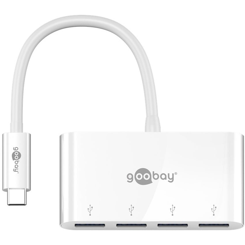 Goobay USB-C hub met 4 poorten - busgevoed - USB3.0 / wit - 0,15 meter