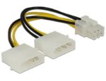 PCIe 6-pins (m) - 2x Molex 4-pins (m) voedingsadapter - 0,15 meter