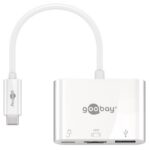 Goobay USB-C naar HDMI 4K 30Hz, USB-A en USB-C PD 60W adapter / wit - 0,15 meter