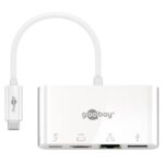 Goobay USB-C naar HDMI 4K 30Hz, USB-A, USB-C PD 60W en RJ45 adapter / wit - 0,15 meter