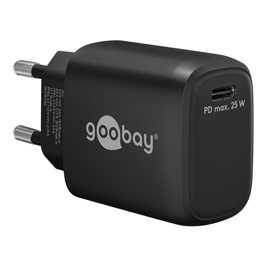 Goobay thuislader met 1 USB-C PD poort - 25W / zwart
