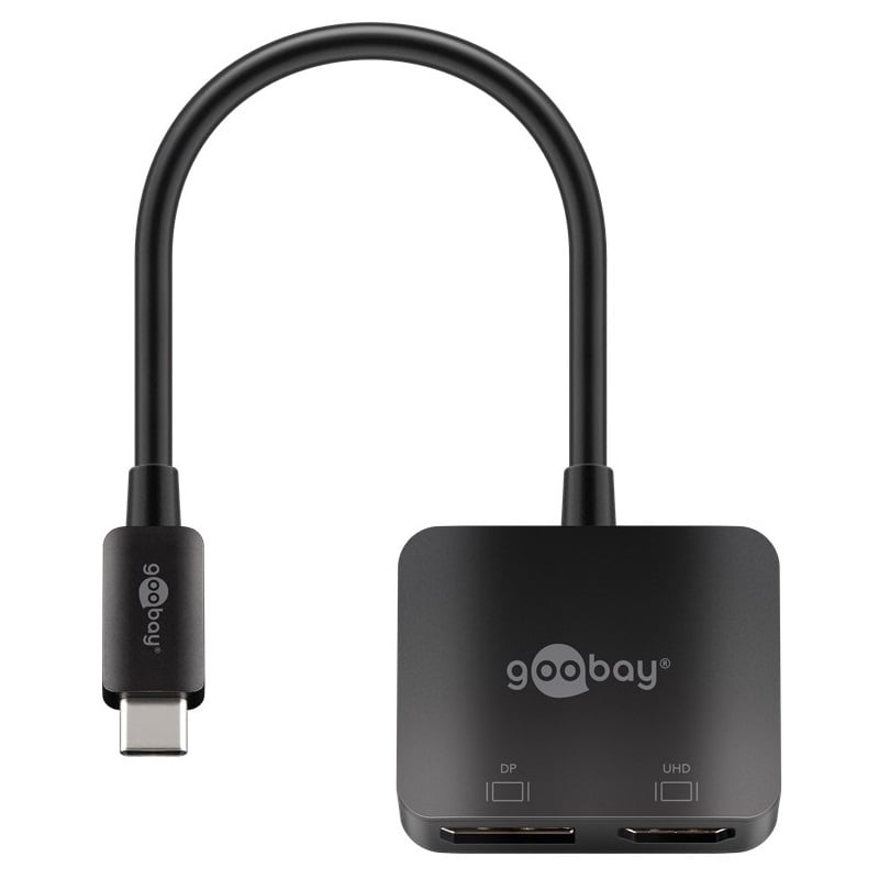 USB-C naar DisplayPort en HDMI 4K 60Hz adapter | zwart | 0,15 meter
