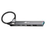 Goobay USB hub (USB-C) | 3x USB-A + 2x USB-C (1x PD 100W) | USB2.0/3.0 | aluminium | 0,10 meter