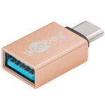 USB-C (m) - USB-A (v) adapter | compact | USB3.0 | OTG | goud