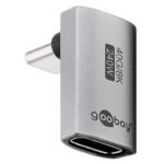 Goobay USB-C haakse adapter | boven/beneden (kort) | USB4 40 Gbps | PD 240W | 8K 60Hz | aluminium