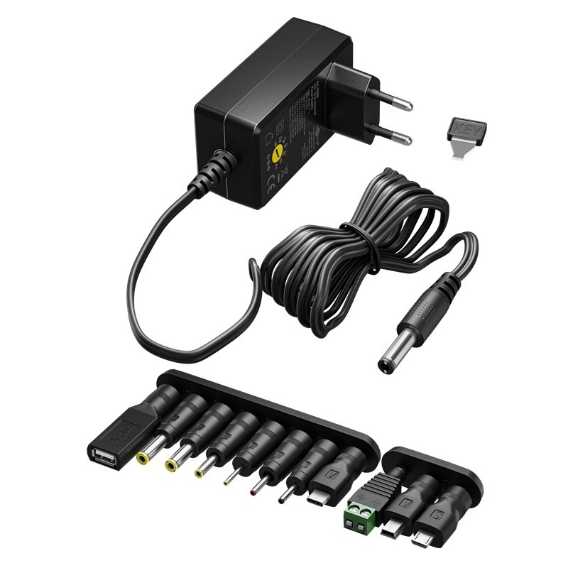 Goobay universele voedingsadapter | 3-12V | 7,2W | 11 pluggen | 1,8 meter