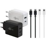 Goobay USB lader set | 2x lader met USB-C PD en USB-A | incl. 2x USB-C kabel | 30W | zwart + wit | 1 meter