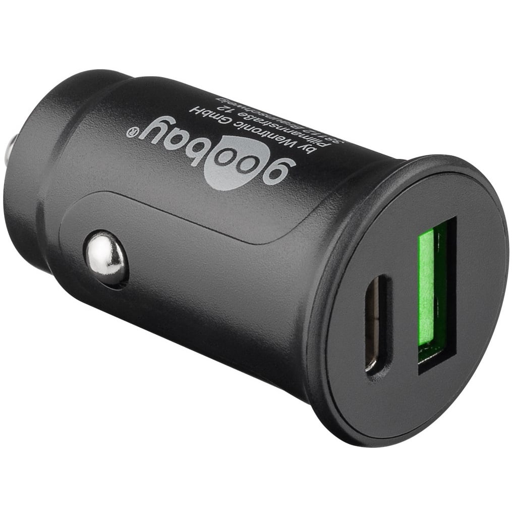 Goobay USB autolader | USB-C PD en USB-A QC | 27W