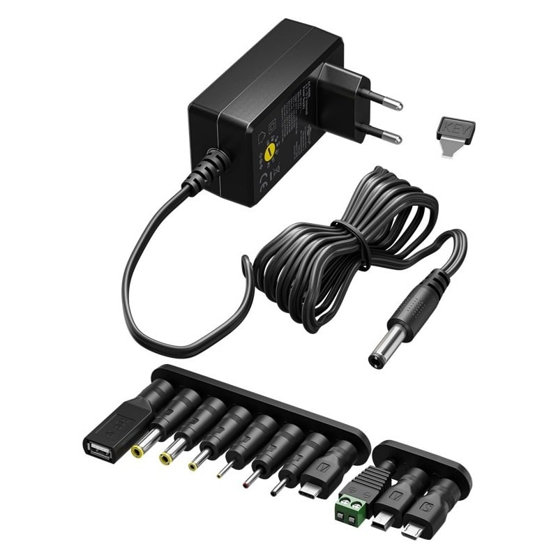 Goobay universele voedingsadapter | 5-15V | 36W | 11 pluggen | 1,8 meter