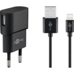 Goobay USB lader | 5W | incl. Lightning kabel | zwart | 1 meter