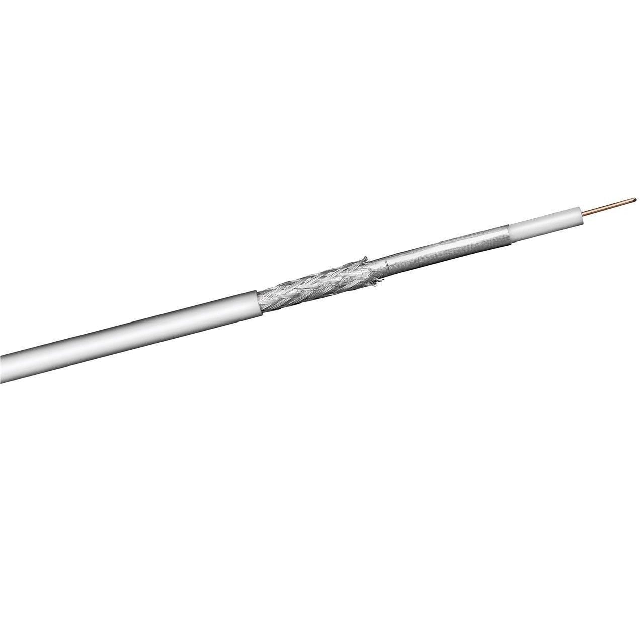 Goobay 100 dB coaxkabel op rol voor binnen (CCS) / wit 1.1 mm (meerdere lengtes)