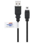 Goobay USB Mini B naar USB-A kabel - USB2.0 gecertificeerd - tot 1A / zwart (meerdere lengtes)