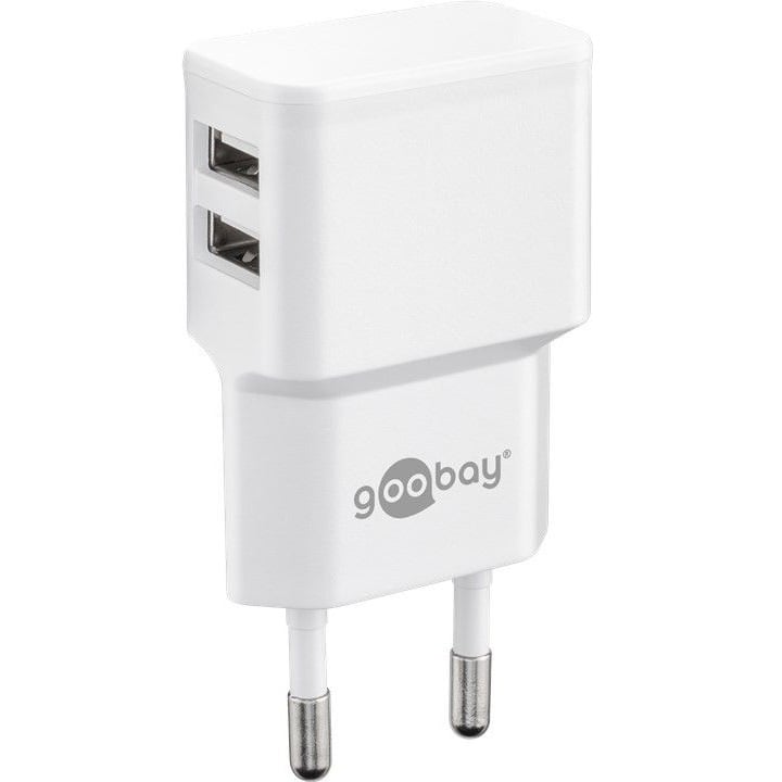 Goobay USB thuislader met 2 poorten - haaks - 2,4A / (meerdere kleuren)