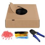 Goobay Outdoor set met U/UTP CAT6 netwerkkabel, 100 tie-wraps, 100 connectoren en krimptang zwart (meerdere lengtes)