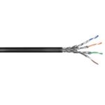 Goobay S/FTP CAT7 10 Gigabit 600 MHz outdoor netwerkkabel met vaste aders - AWG23 / zwart (meerdere lengtes)