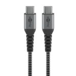 Goobay USB-C naar USB-C kabel - USB2.0 - tot 60W / nylon zwart (meerdere lengtes)