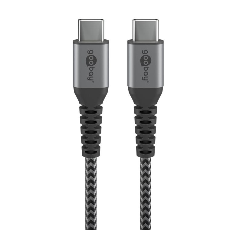 Goobay USB-C naar USB-C kabel - USB2.0 - tot 60W / nylon zwart (meerdere lengtes)
