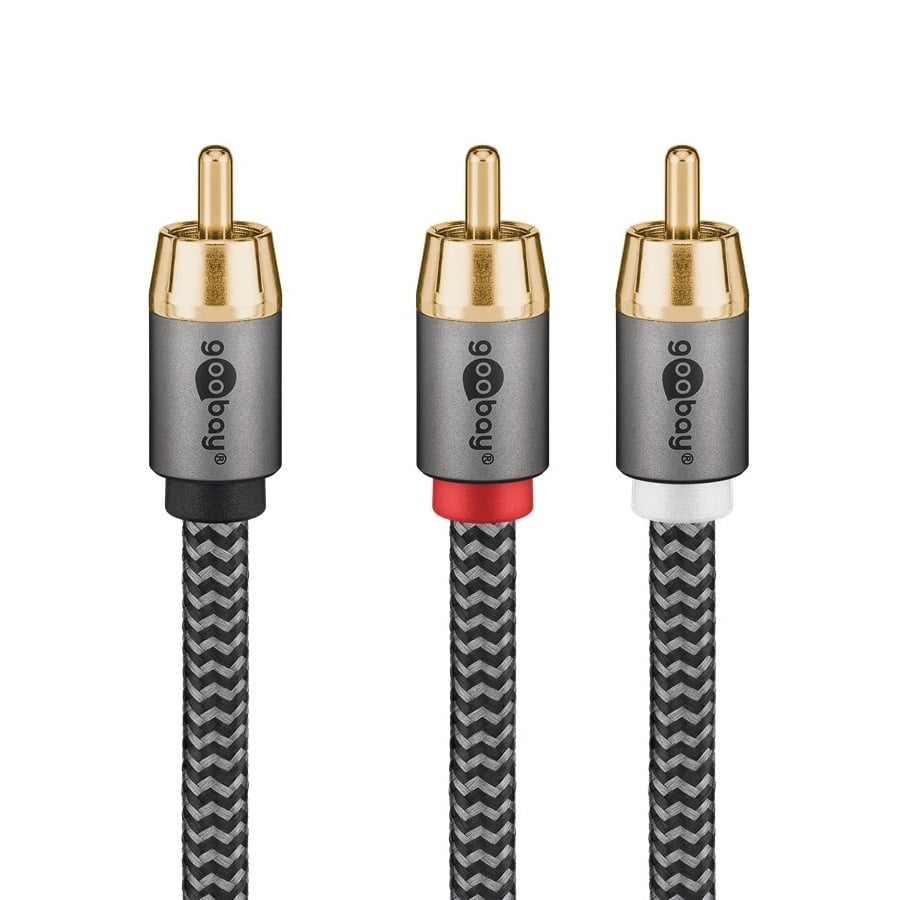 Goobay Plus Subwoofer/Tulp mono - Tulp stereo kabel | zwart (meerdere lengtes)