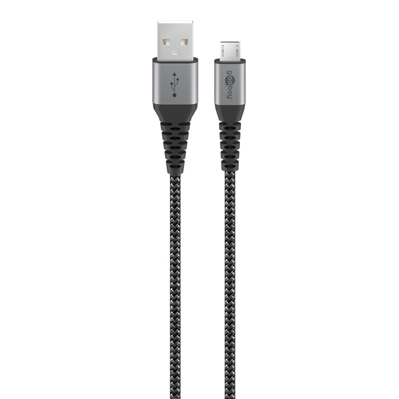 Goobay Micro USB - USB kabel | USB2.0 | tot 3A | nylon | zwart (meerdere lengtes)