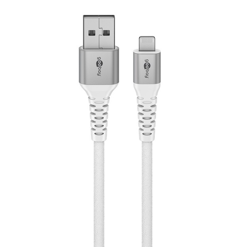 Goobay Lightning - USB-A Supersoft Textile kabel | USB2.0 | PD 60W | | (meerdere lengtes, meerdere kleuren)
