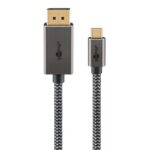 Goobay USB-C - DisplayPort 4K 60Hz kabel | aluminium/nylon | zwart (meerdere lengtes)