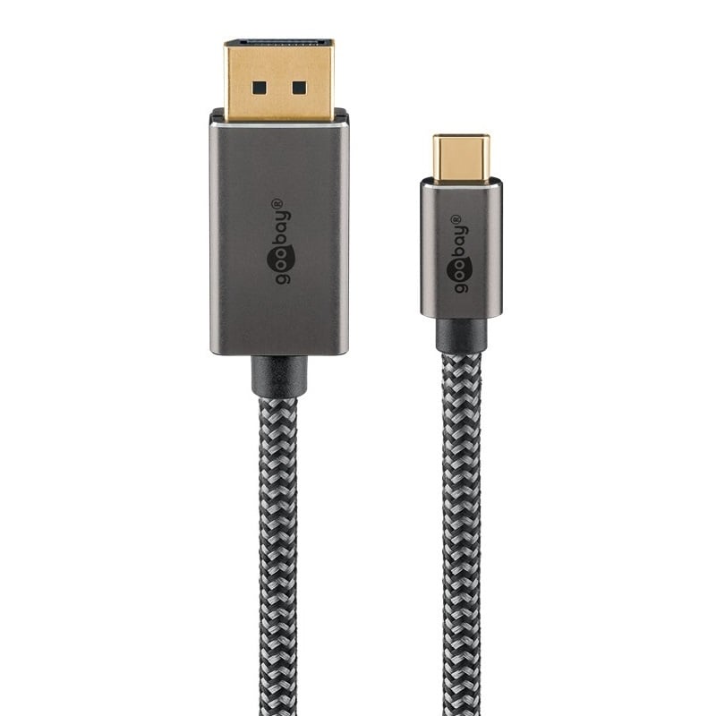Goobay USB-C - DisplayPort 4K 60Hz kabel | aluminium/nylon | zwart (meerdere lengtes)