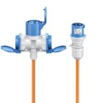 Goobay Camping stroomkabel met 2 extra stopcontacten | CEE 3-pins 230V/16A | 3x 2,50mm | IP44 | oranje (meerdere lengtes)