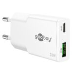 Goobay slim USB lader | USB-C PD + USB-A QC | GaN | 30W | (meerdere kleuren)