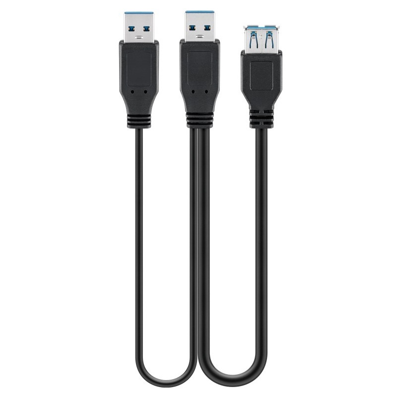 USB-A Y-adapter | USB3.0 5 Gbps | 15W | 0,30 meter