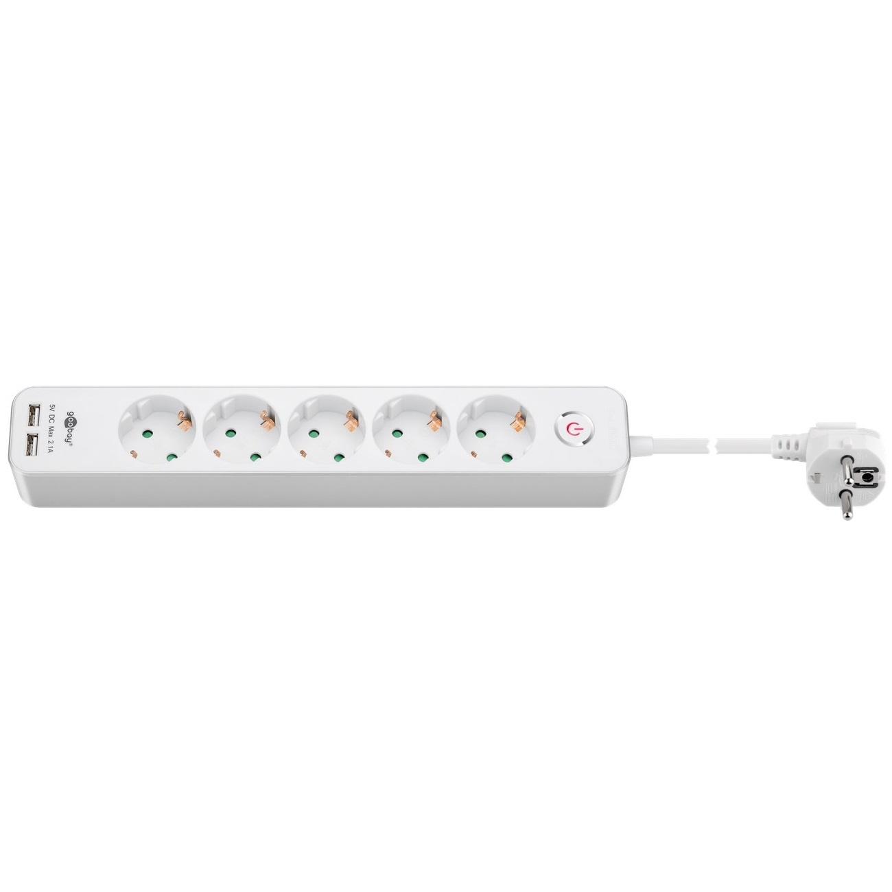 Goobay stekkerdoos | 5 contacten | 2x USB-A | schakelaar | 1,5 meter
